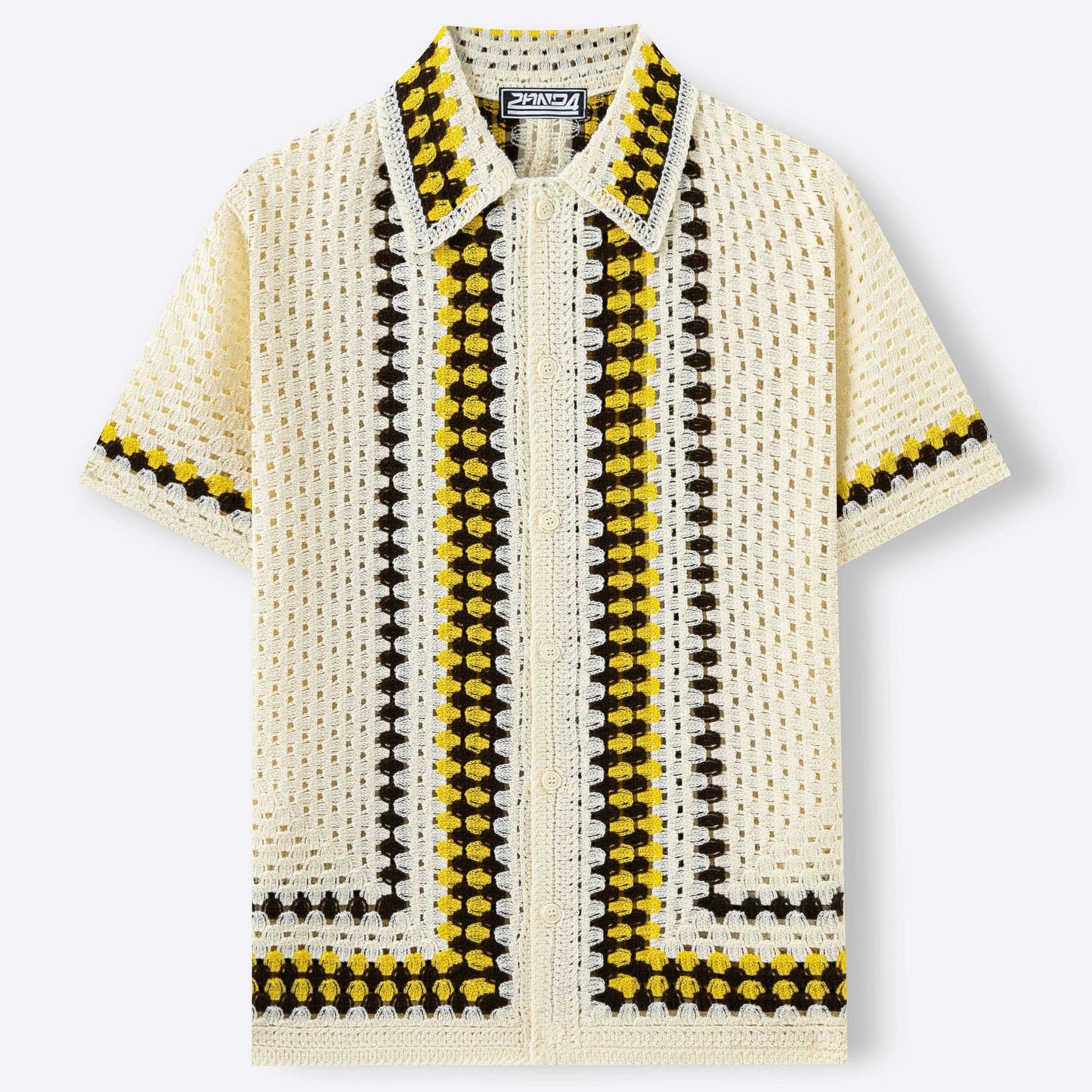 Mens Open-Back Hollow-Out Striped Knit Sweater