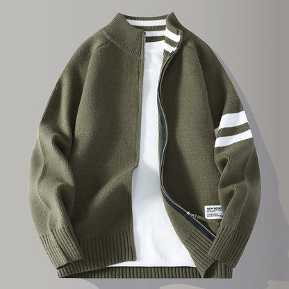 Mens Thermal Knitted Jacket With A Mock Neck And Long Sleeves