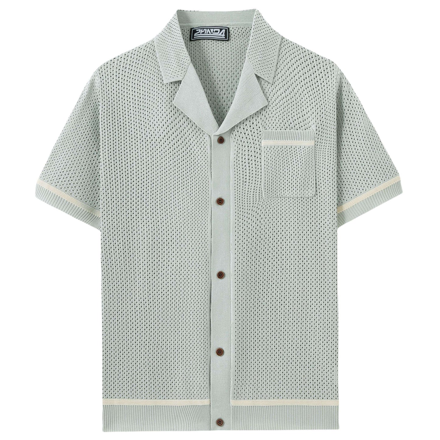 Mens Summer Casual Hollow-Out Knit Top