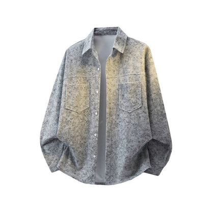 Mens Loose-fitting Plus-size Long-sleeve Shirt Jacket