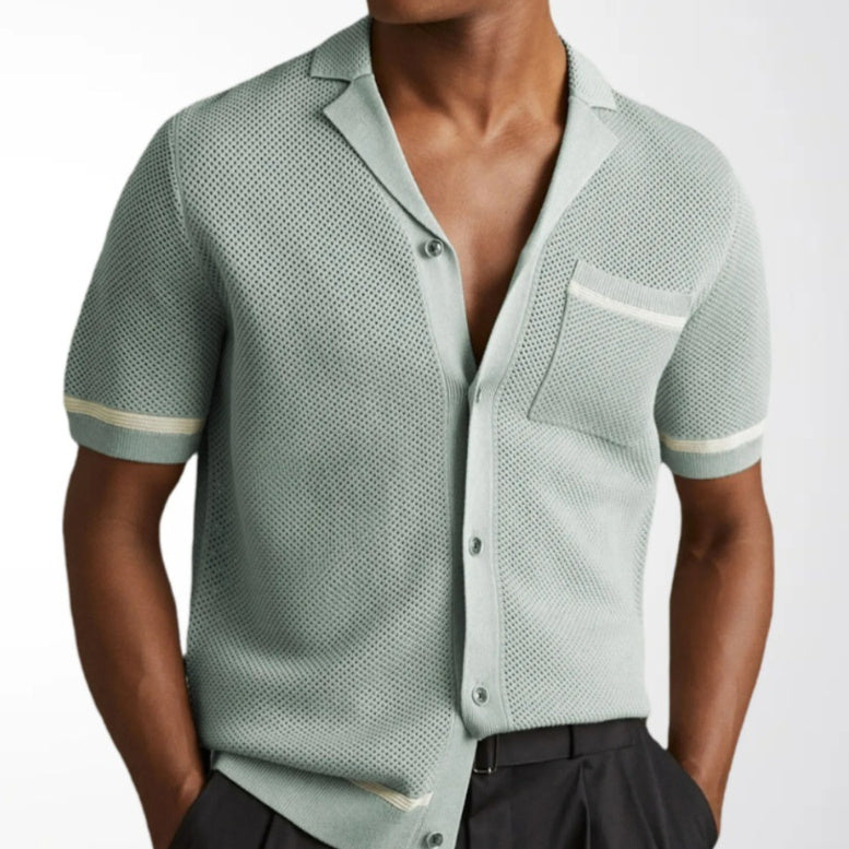 Mens Summer Casual Hollow-Out Knit Top