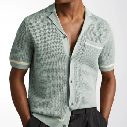 Mens Summer Casual Hollow-Out Knit Top