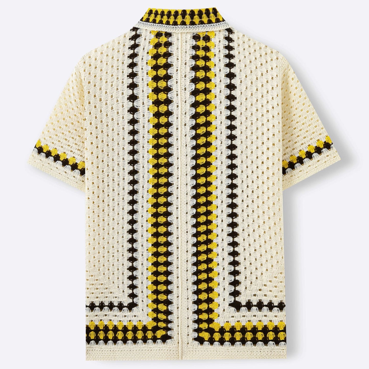 Mens Open-Back Hollow-Out Striped Knit Sweater