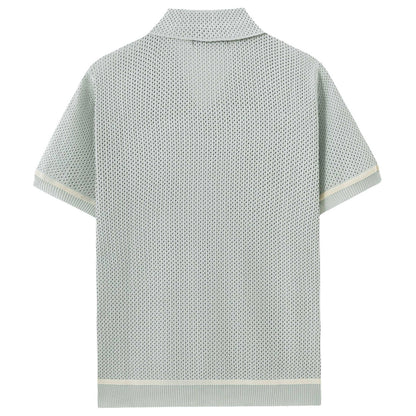 Mens Summer Casual Hollow-Out Knit Top