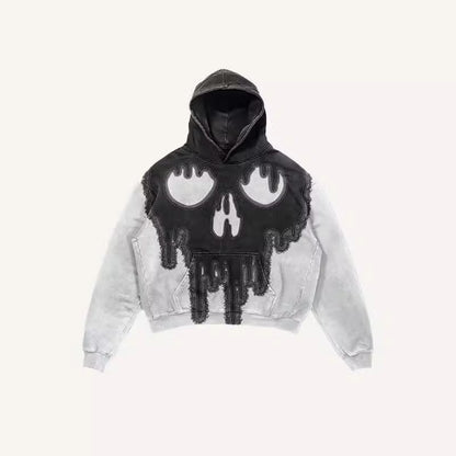 Colorblock Skull Print Pocket 3D Sweater