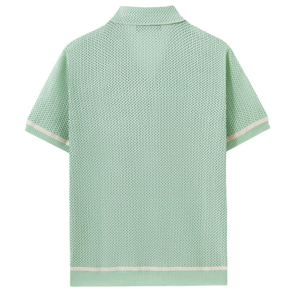 Mens Summer Casual Hollow-Out Knit Top