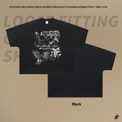 Male Black And White Illustration Personalized Printed T-shirt