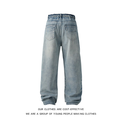 Mens Straight-Leg Casual Wide-Leg Denim Jeans In American Style