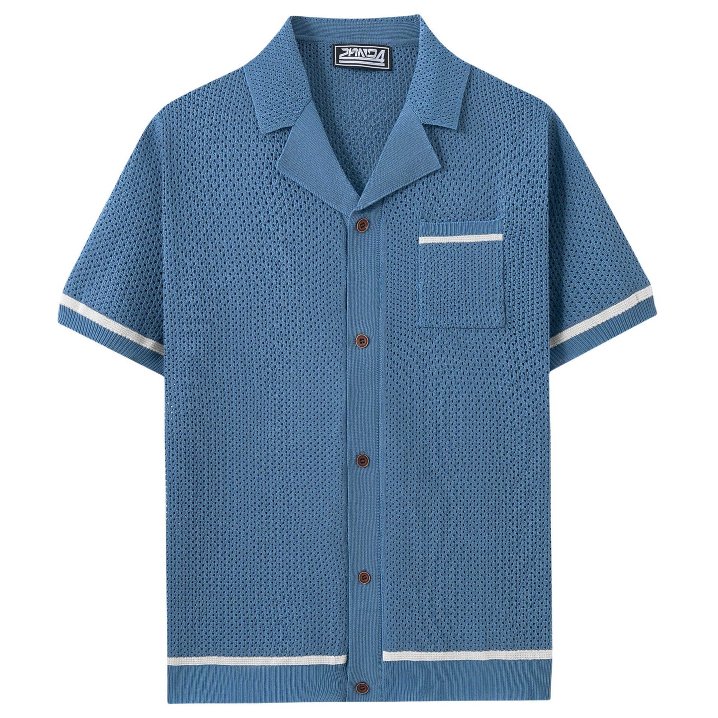 Mens Summer Casual Hollow-Out Knit Top