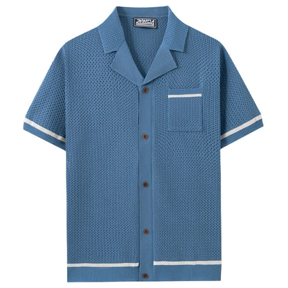 Mens Summer Casual Hollow-Out Knit Top